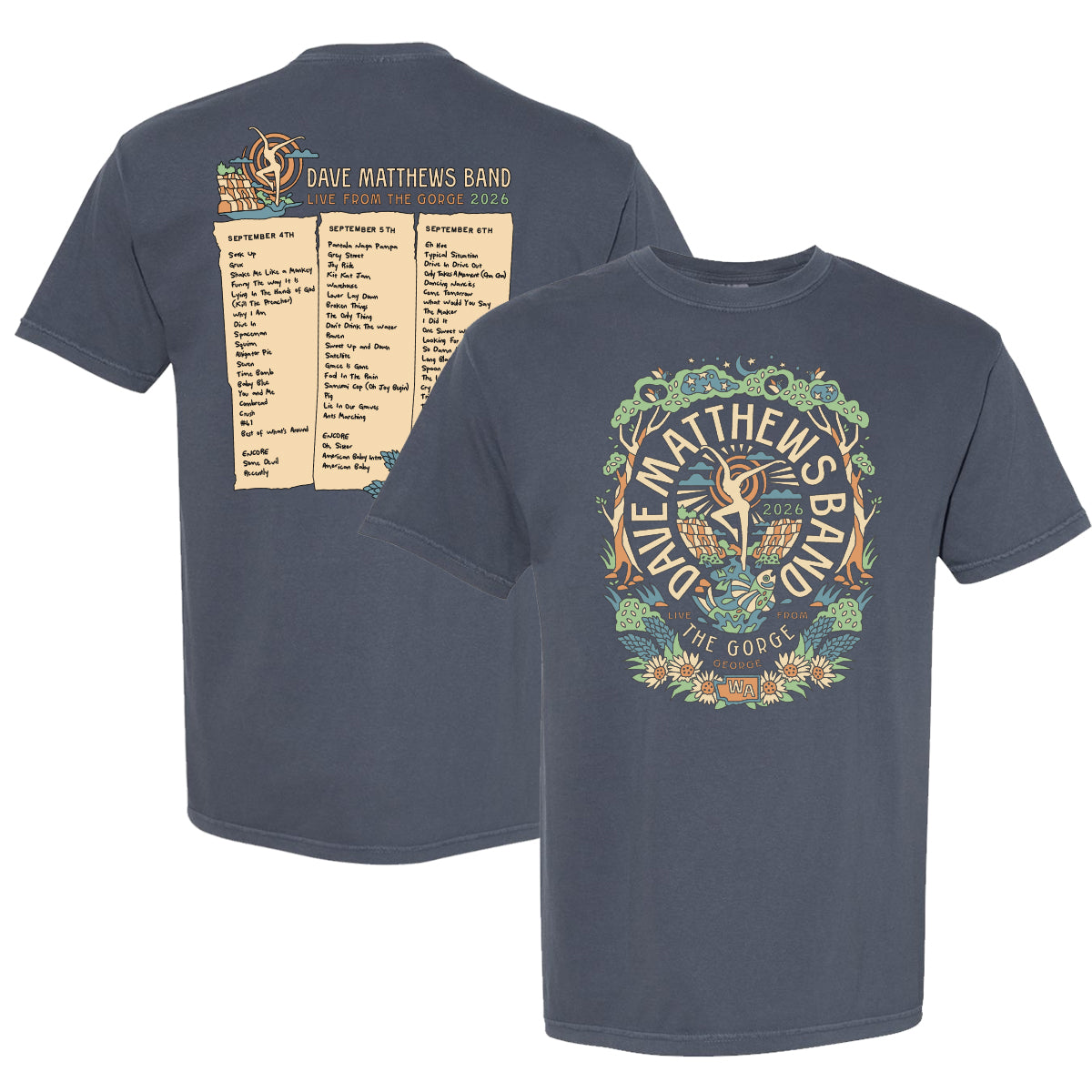 Gorge 2026 Set List Tee – Dave Matthews Band