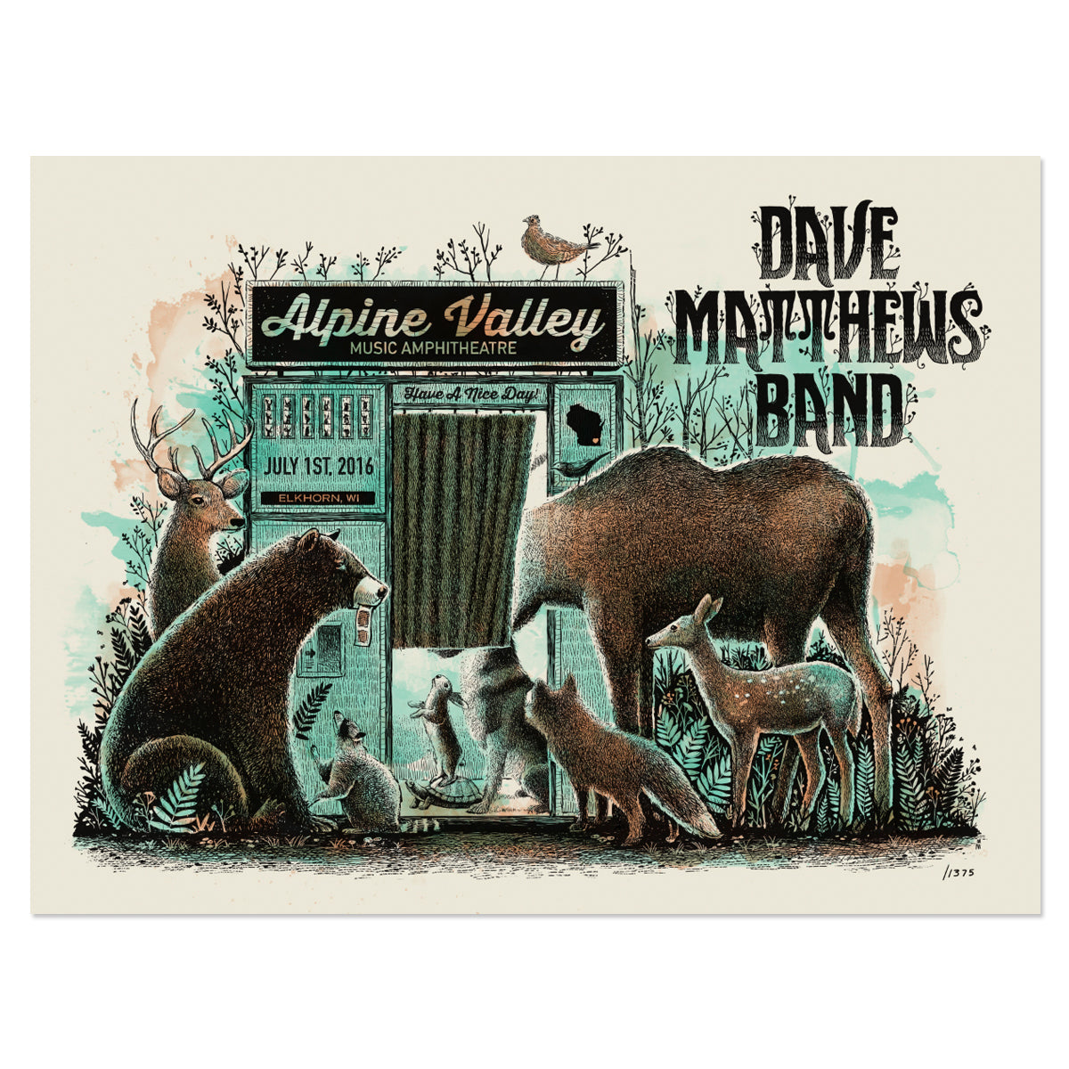 DMB Show Poster - Elkhorn, WI 7/1/2016