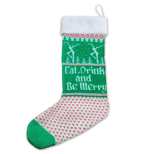 Eat, Drink, & Be Merry Stocking (Green/White)