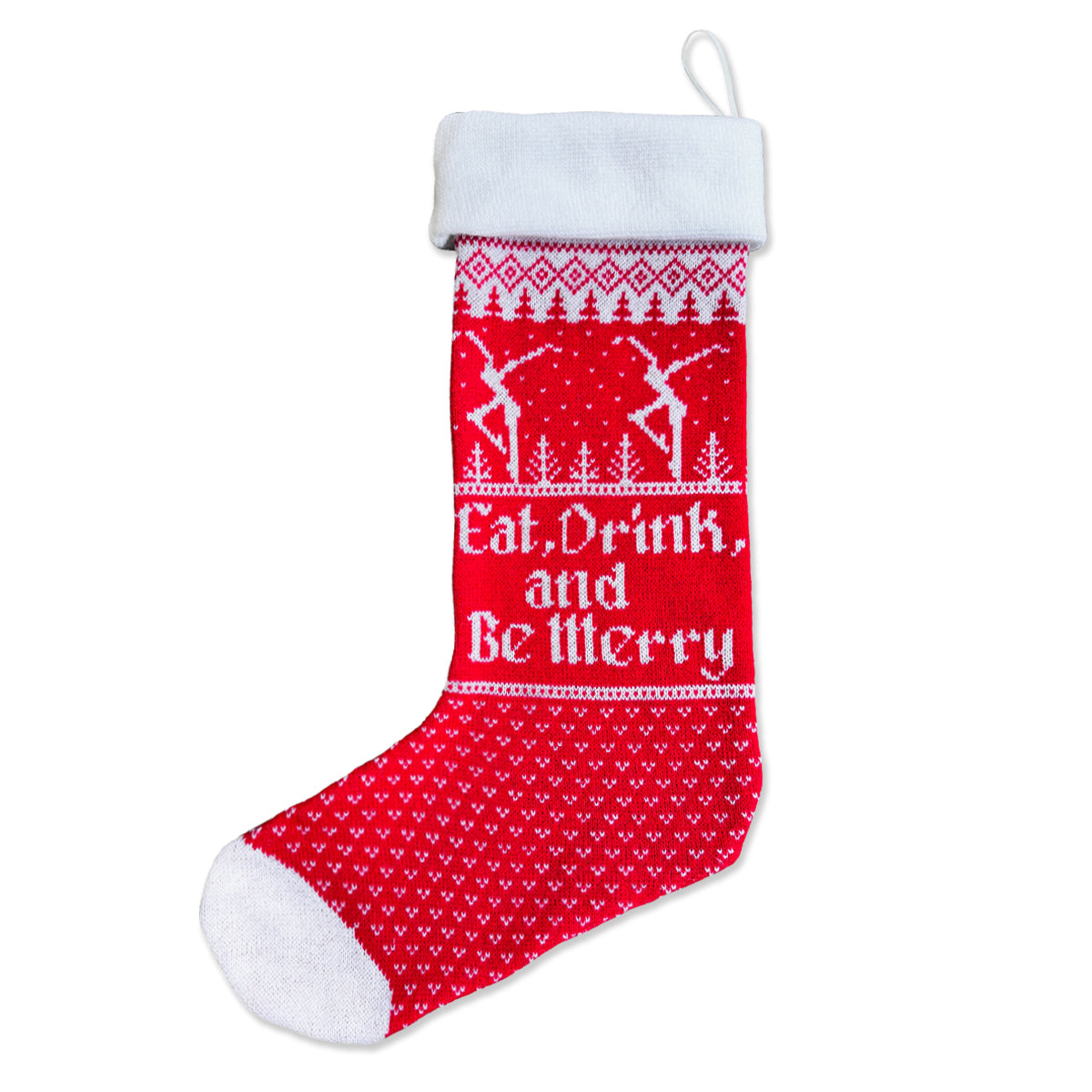 Eat, Drink, & Be Merry Stocking (Red/White)