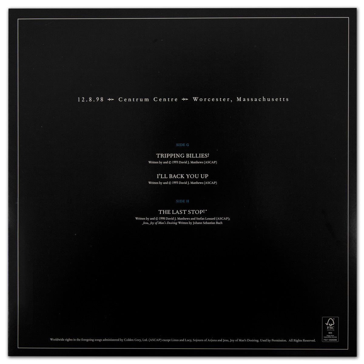 DMB Live Trax Vol. 01: 12/08/1998 - The Centrum - 4 LP Set