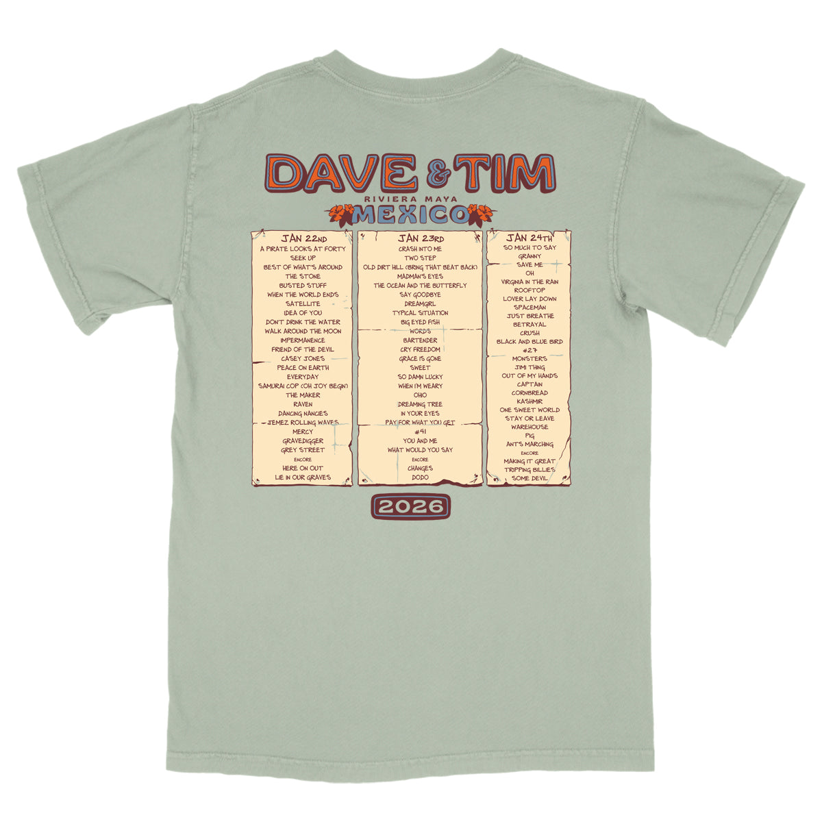 Dave & Tim 2026 Mexico Setlist Tee